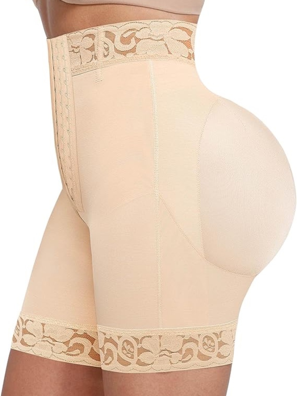 High-Waist Sculpting Shapewear Shorts in Beige
